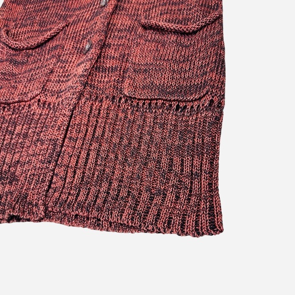 Poetry Linen and Baby Alpaca Blend Long Cardigan in Warm Red Clay Earth Tone - Picture 7 of 9